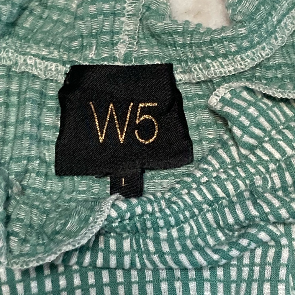 W5‎ Green Checkered Ruffle Blouse - Picture 2 of 3